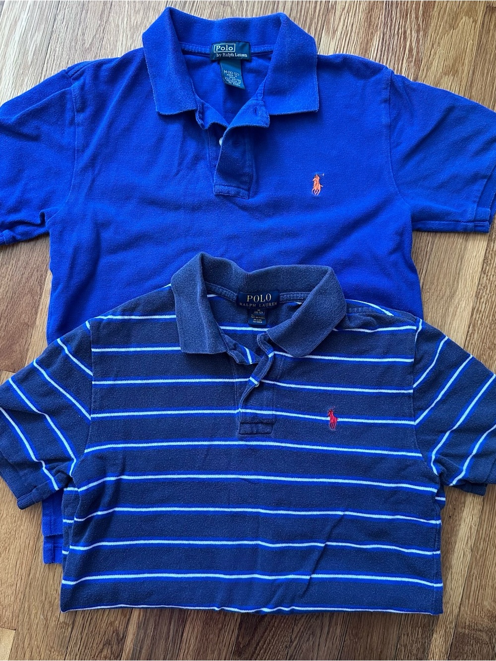 Polo Ralph Lauren Boys Size M (10/12)  2-Pack Polo Shirts Blue Striped Cotton